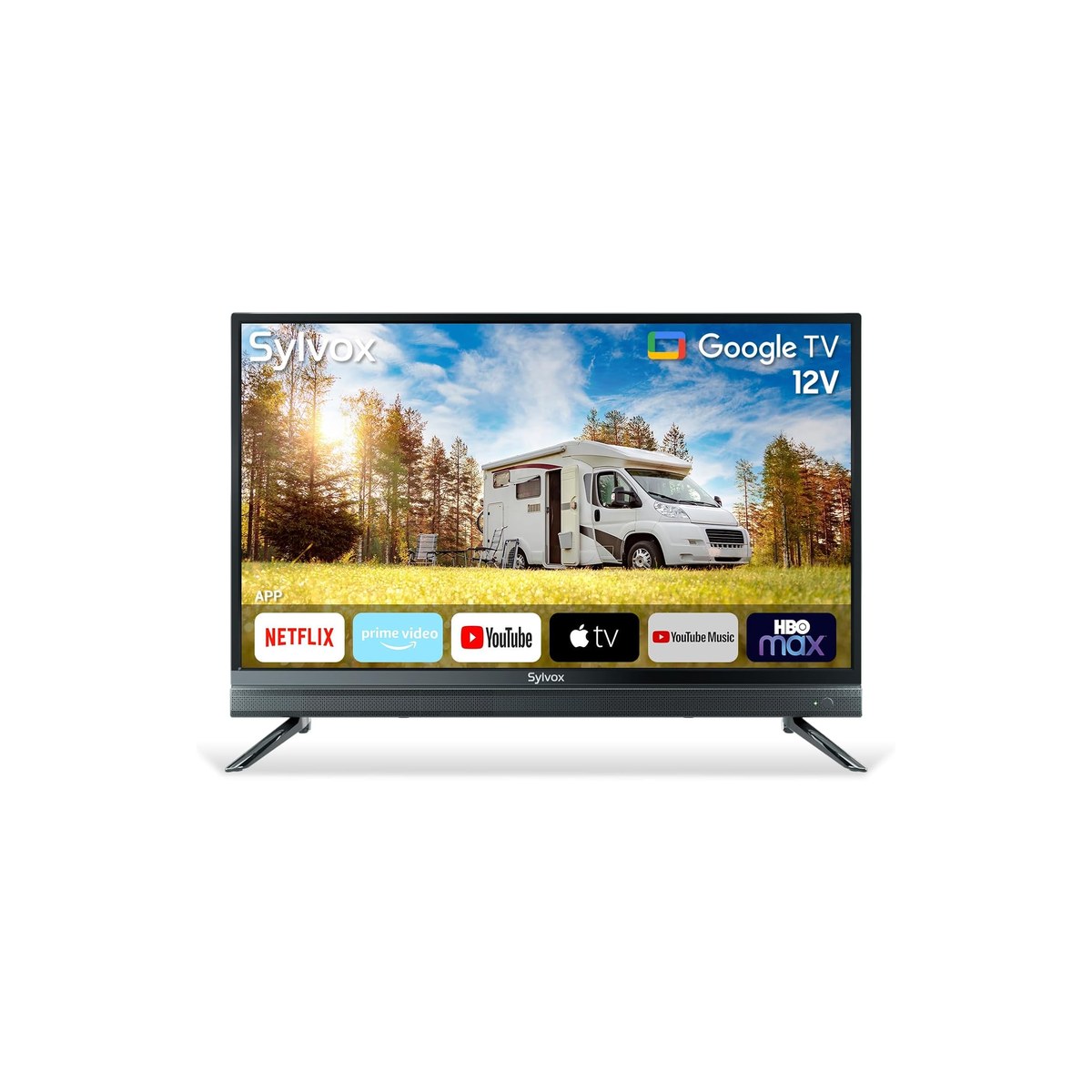 SYLVOX 32 inch Smart RV TV, 12 Volt 1080P Google TV, DC/AC Powered, Bluetooth WiFi, 9-32V Wide Voltage (ASIN B0CNR74N5X)