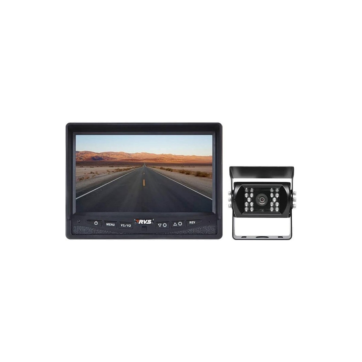 Rear View Safety RVS-770613 Wired RV Backup Camera System, 7-inch Auto-Dimming Monitor, 130-degree IR Camera (commercial-grade, no-lag, ASIN B07K37MFRC)