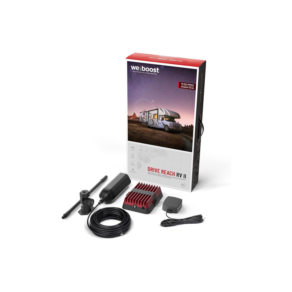 weBoost Drive Reach RV II Cell Phone Signal Booster Kit, Boosts 4G LTE and 5G for All US Carriers, FCC Approved, Made in USA (model 474061, ASIN B0DC7Q4XW1)