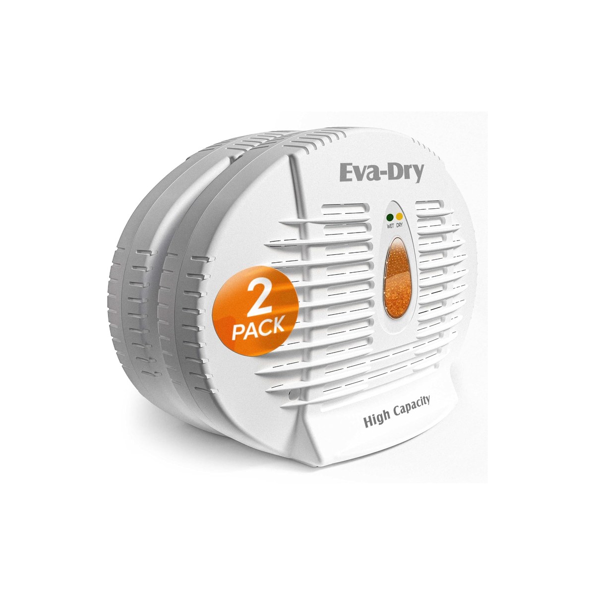 Eva-Dry E-500 Renewable Silica Gel Dehumidifier, 2-Pack (cordless, no power to run, plug in to renew, ~500 cu ft each, ASIN B09Y2B68MY)