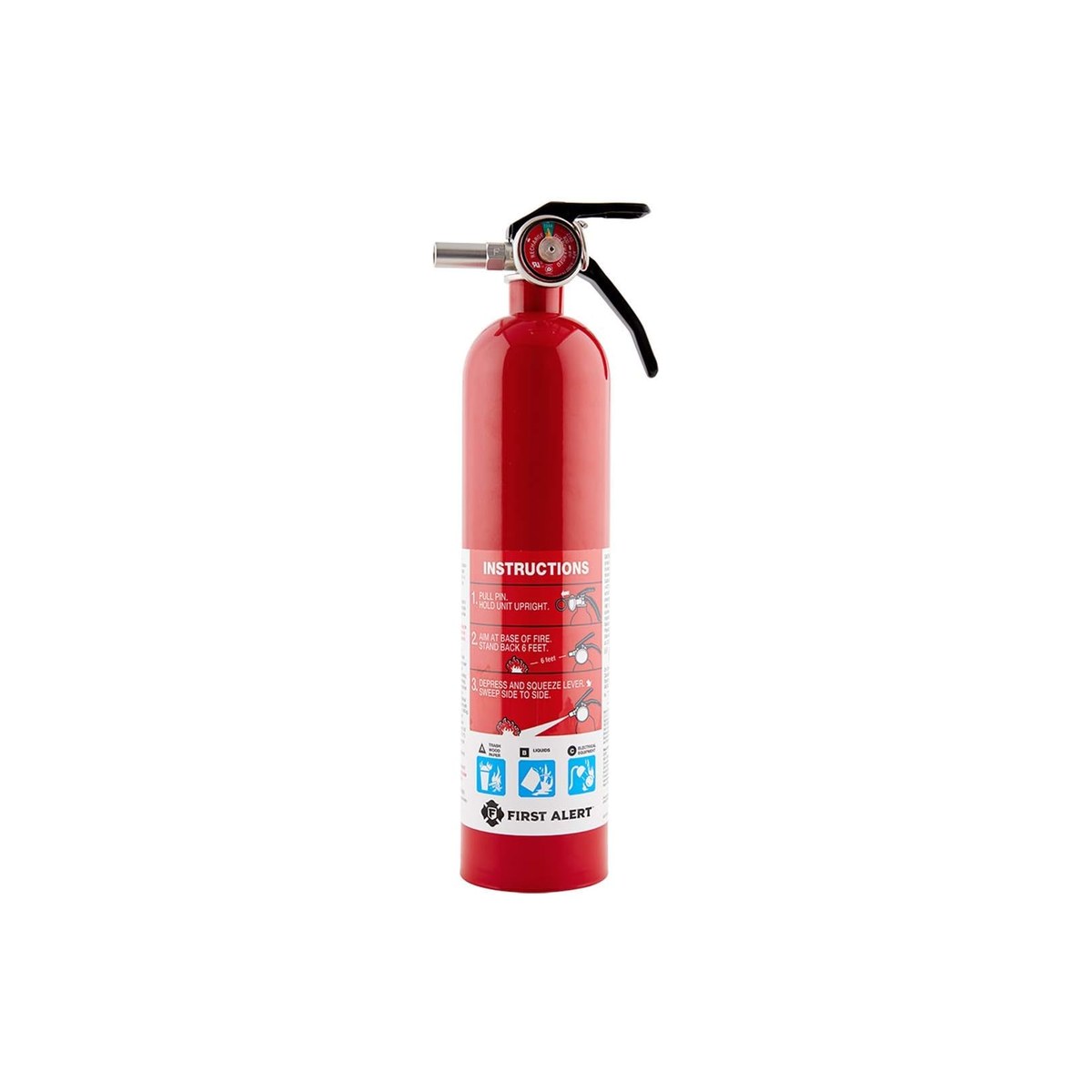 First Alert HOME1 Rechargeable Fire Extinguisher, UL Rated 1-A:10-B:C, All-Metal Construction, US Coast Guard Approved for Marine Use (ASIN B01LTICQYE)