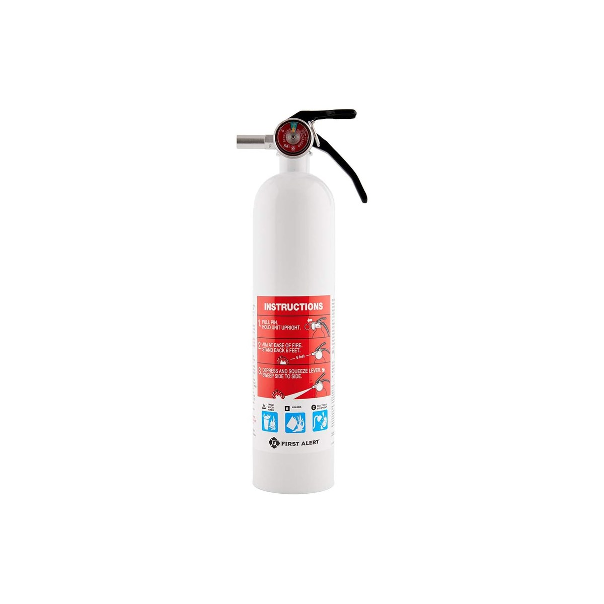 First Alert MARINE1 Fire Extinguisher, UL Rated 1-A:10-B:C, All-Metal Valve, Marine Bracket and Strap Included, USCG-Approved with Bracket (FE1A10GR, ASIN B0045PS1DO)