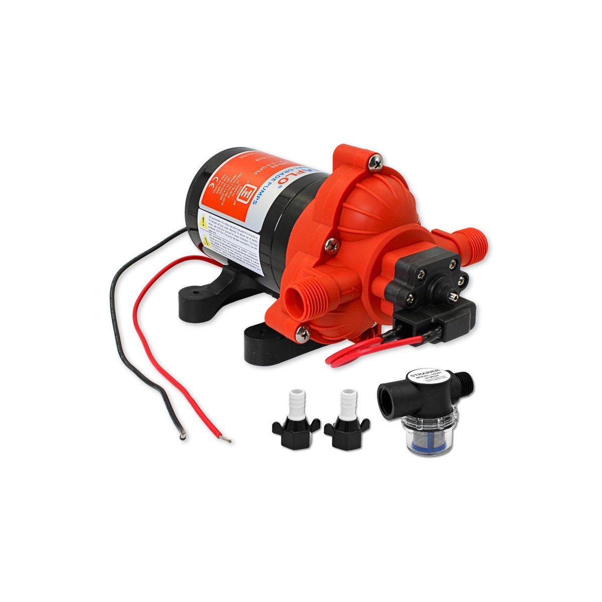 Seaflo 33 Series RV Water Pump, 12V, 3.0 GPM, 45 PSI, Self-Priming, Inlet Strainer and Fittings Included, 4-Year Warranty (ASIN B07DQT1FVZ)