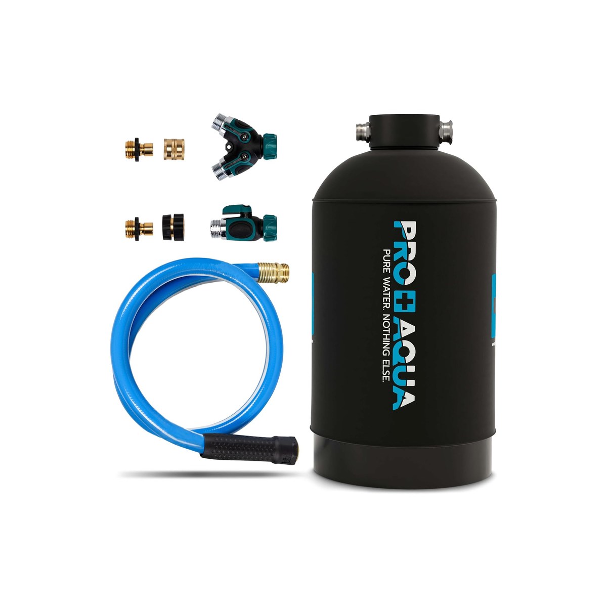 Pro+Aqua 16,000 Grain Portable RV Water Softener, 20 Inch Tank with Cover, Y-Splitter, and Shut-Off Valve (ASIN B079N2L7L6)